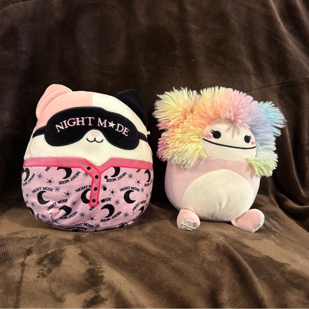 Squishmallows Night Mode Kitty and Multicolor Stuffed Animals